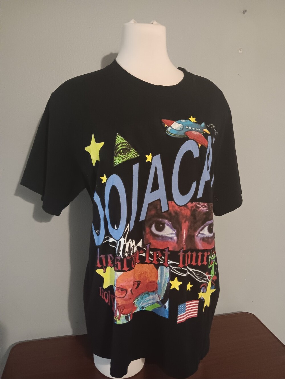 Dojo Cat Graphic Black Tour T-Shirt with Colorful Print